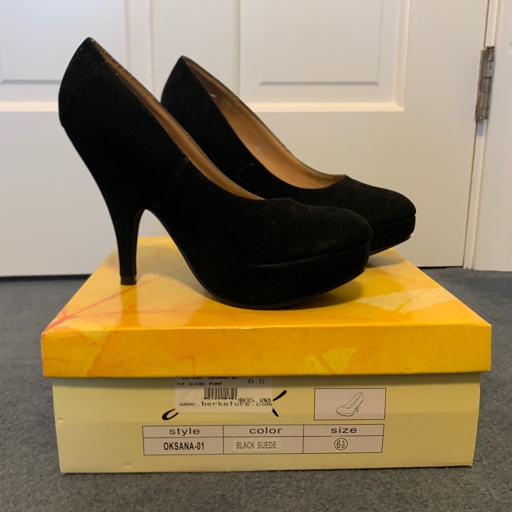 Black suede heels